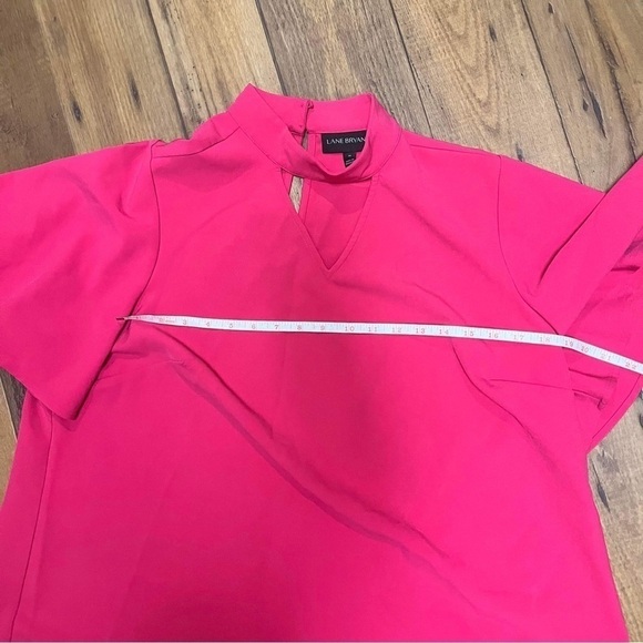 Lane Bryant Pink Keyhole Flutter Sleeve Choker Blouse Hot Pink Size 16 D - Picture 8 of 9